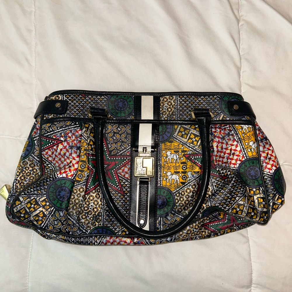 L.A.M.B. By Gwen Stefani Black and Multicolor Patterned Shoulder Bag